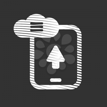 Engraved Mobile Cloud Storage Service Icon on black background