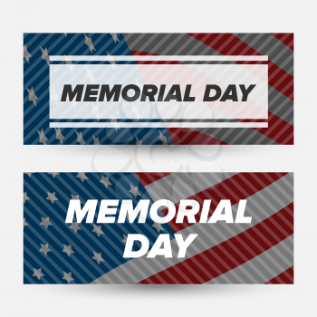 vertical memorial day banner set with usa flag background