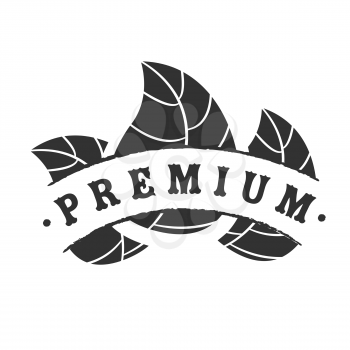 Black premium logotype with leaves on white background