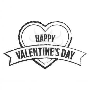 black vintage valentines day vector on white background