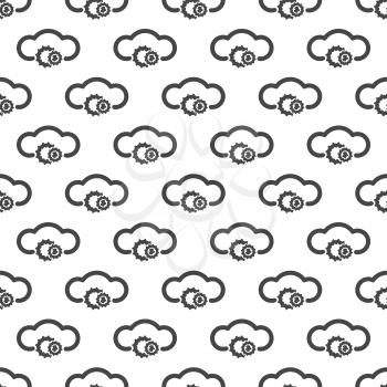 Cloud data service seamless pattern on white background