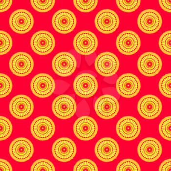 Mandala seamless pattern on a red background