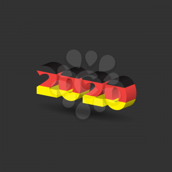 New Year sign with Germany flag texture with shadow on white