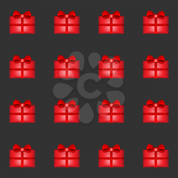 Red Gift seamless pattern with black background