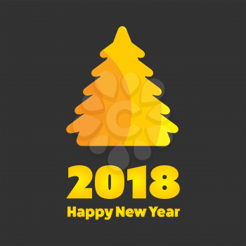 Happy new year 2018 golden banner on black