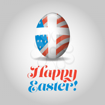 Happy Easter banner with egg and USA flag