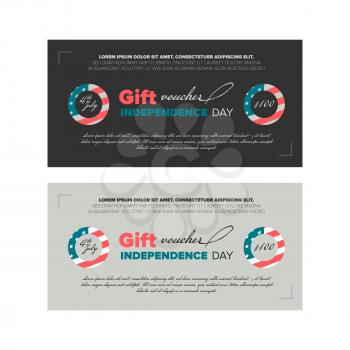 Gift voucher template with premium vintage elements dedicated Independence day in USA