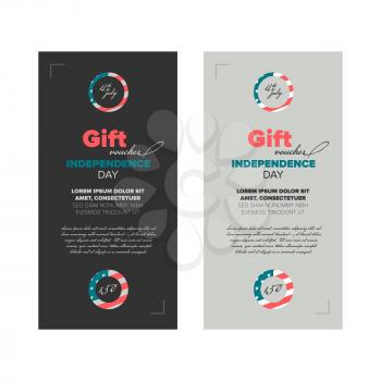 Gift voucher template with premium vintage elements dedicated Independence day in USA