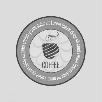 Cafe coffee logo in vintage style with gray background