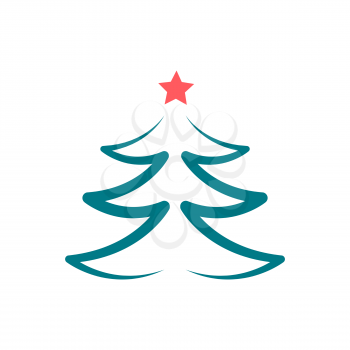 Green Christmas tree with red star vector image