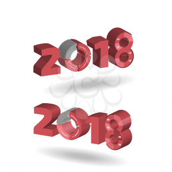 New Year 2018 Three Dimensional Sign or Banner