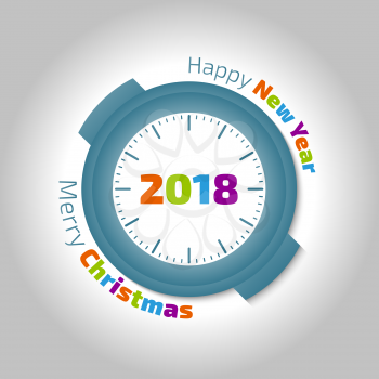 Happy New Year illustration with watches on a gray background