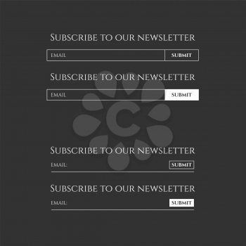 Subscribe to our newsletter form set on a black background