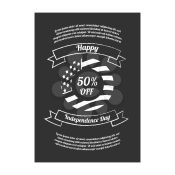 Happy Independence day vintage sale banner on a black background