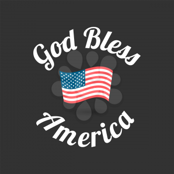 God Bless America sign with the flag on a black background