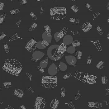 Fast food beverage seamless pattern on a black backround