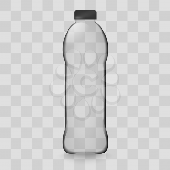 Small transparent plastic bottle. Vector illustration mockup