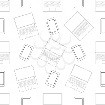 Computer technology seamless pattern on a white background