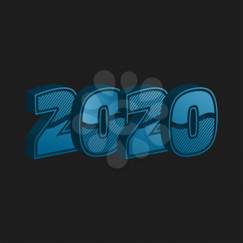 Three-dimensional 2020 new year sign on the black background