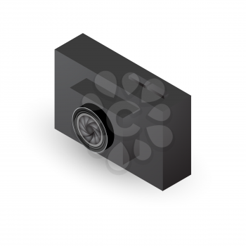 Isometric Black Action camera illustration on the white background