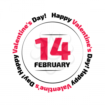 14 February Valentine Day vector banner on the white background