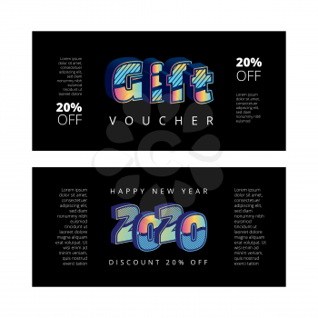 Happy New Year Gift voucher on the black background