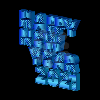 New Year 2021 isometric duotone sign on the black background