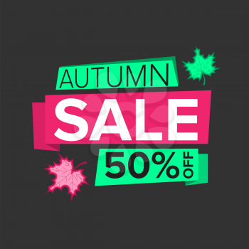 Autumn sale vector promotion banner on the black background
