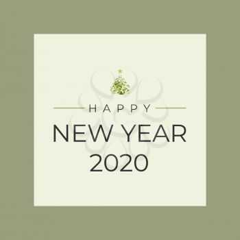 New Year 2020 vector card design on the light background
