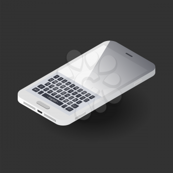 Isometric vector smartphone top view on the black background