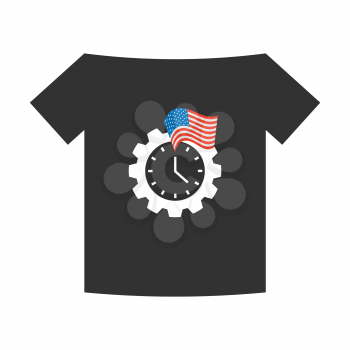 Black T-Shirt with the gear-shaped clock and USA flag