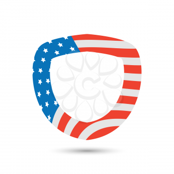 Vector shield with USA flag on the white background