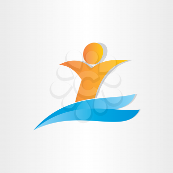 man swimming in water letter y summer symbol design