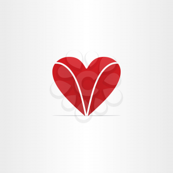 red letter v heart valentine symbol design
