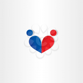 man  and woman heart love blue red icon design
