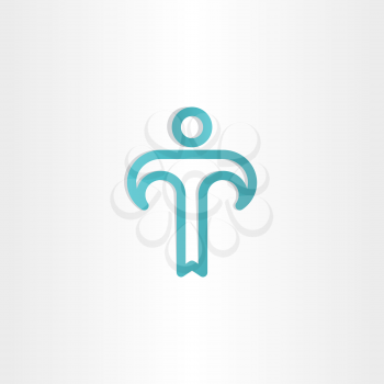 turkoise letter t man icon design