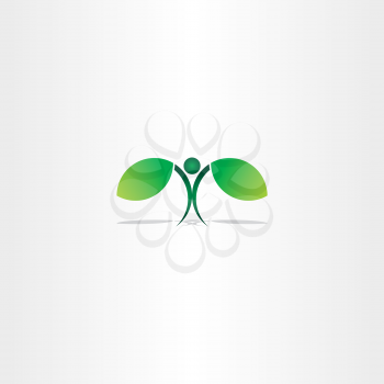 healthy green eco man plant leaf vector logo