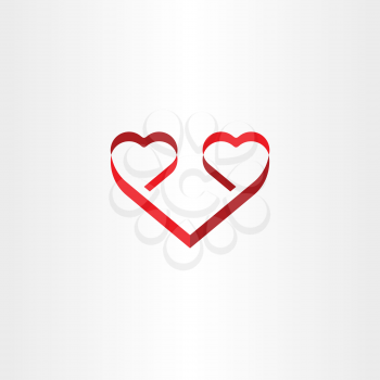 stylized red ribbon heart shape love symbol design