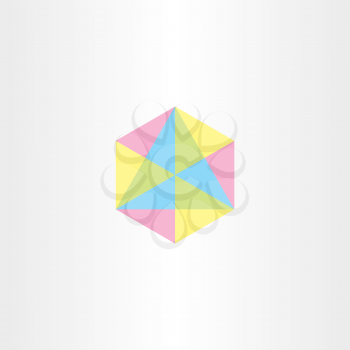 geometric colorful hexagon with triangles icon vector design element