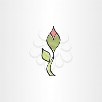 stylised flower with outline vector icon design
