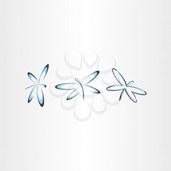 stylized dragonfly vector logo icon set label