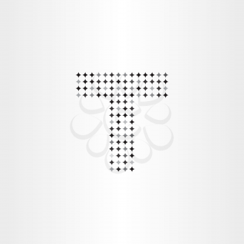 letter t black star halftone dots vector icon design