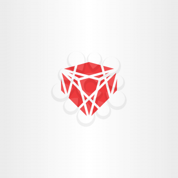 red crystal stone gem vector icon logo