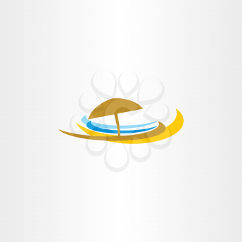 beach icon logo tourism sea umbrella vector symbol