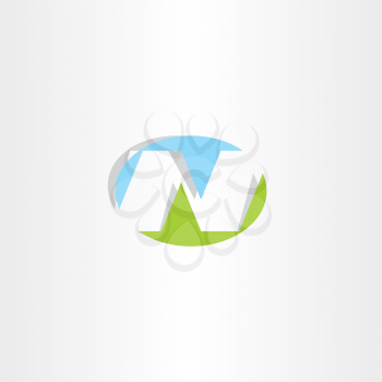 blue green letter n ellipse logo vector