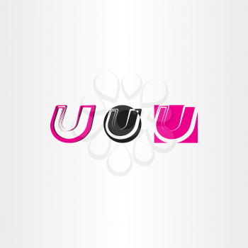 letter u set magenta black vector logo 