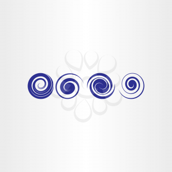 blue spiral water waves icon set 