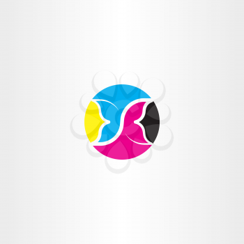 cmyk printing icon butterfly logo vector