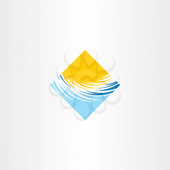 abstract tourism logo water and sun square icon 