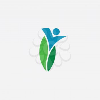 man and leaf organic bio logo icon symbol vector